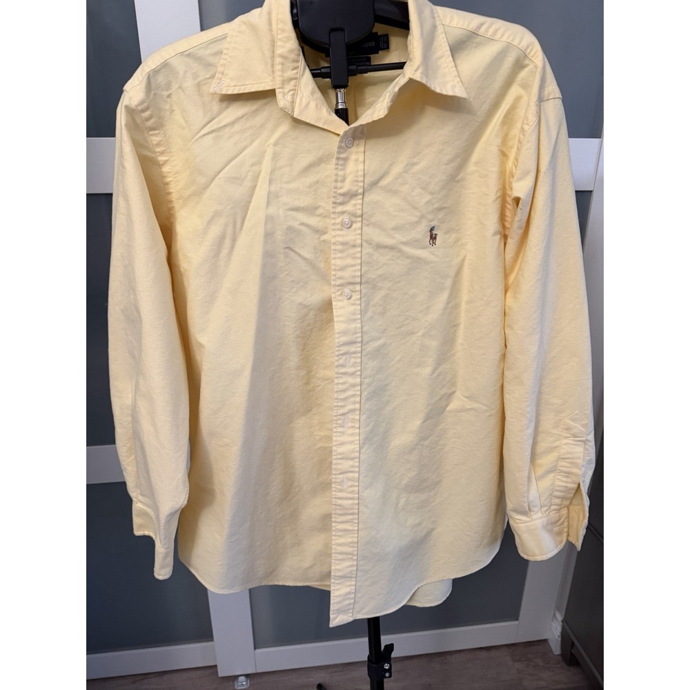 Ralph Lauren Mens Light Yellow 100% Cotton Long Sleeve Oxford Shirt 17-35